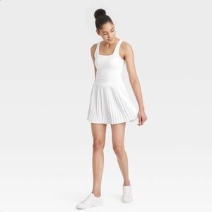 White Pleated Skater Dress